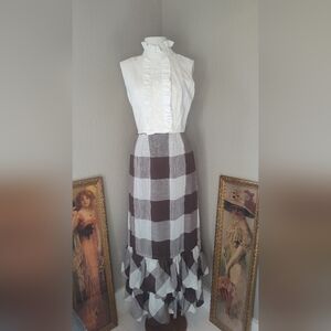 Leslie Fay A-Line Skirt in Brown and White Checkered